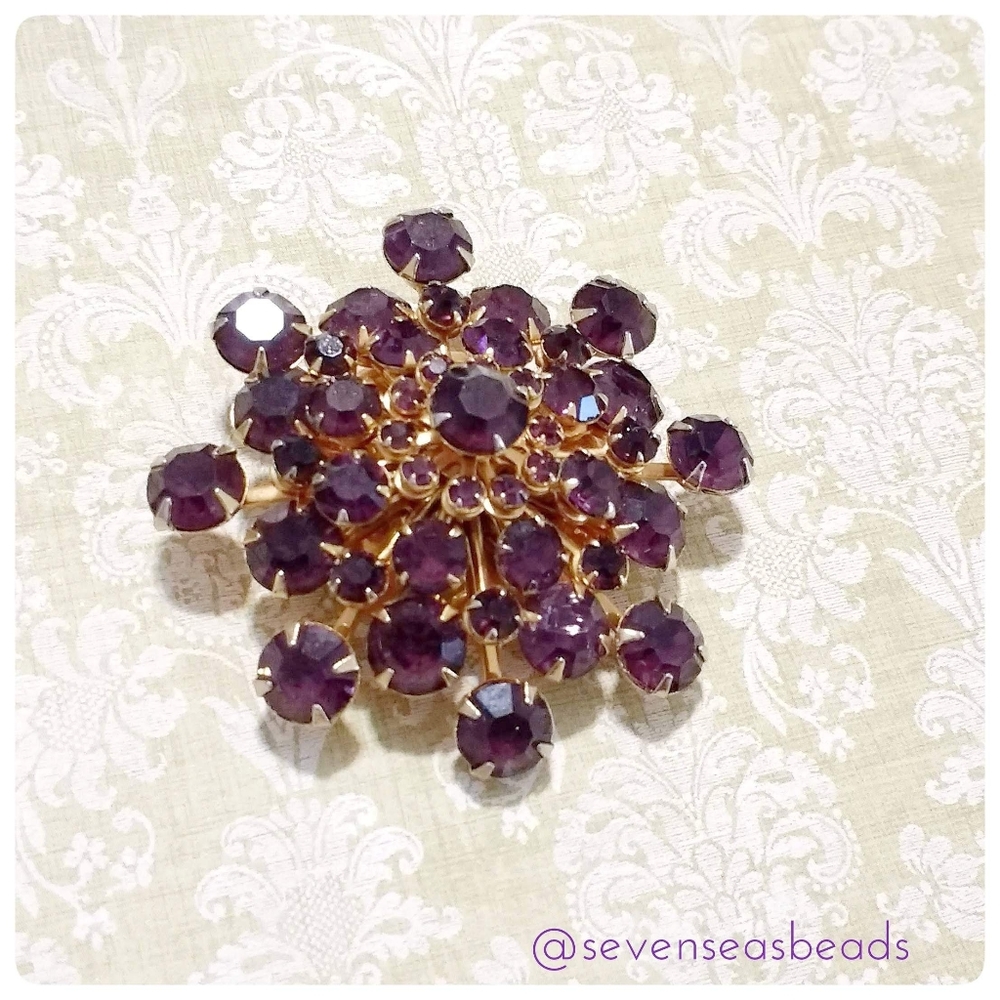 💘1940s Amethyst Crystal Brooch